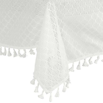 Rectangle Tablecloth Table Cloth With Tassels Wrinkle Free Table Cover Kitchen Dinner Party 53"x79"