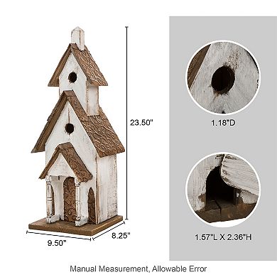 Glitzhome Hand Painted Wood Bird House