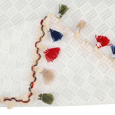 Rectangle Tablecloth Table Cloth With Tassels Wrinkle Free Table Cover Kitchen Dinner Party 53"x71"