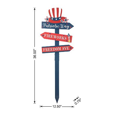 Glitzhome Patriotic/ Americana Wooden Top Hat Word Sign Yard Stake