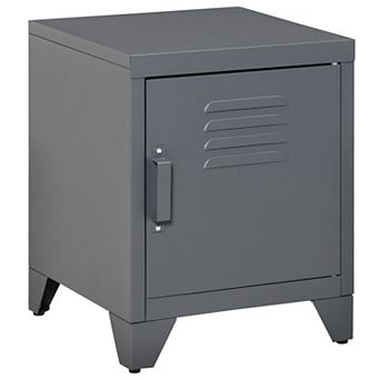 Industrial Accent Metal Storage Nightstand Cabinet W/ Adjustable Shelves