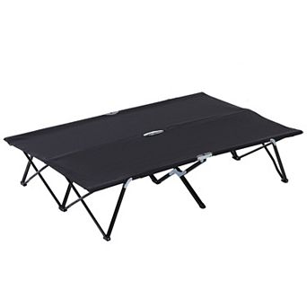 Outdoor Double Camping Cot Foldable Bed W/ Portable Travel Bag, 300 Lbs.