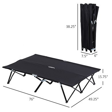 Outdoor Double Camping Cot Foldable Bed W/ Portable Travel Bag, 300 Lbs.