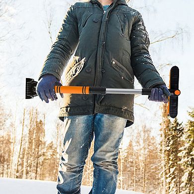 Extendable 3-in-1 Windshield Ice Scraper And Snow Removal Kit For Cars