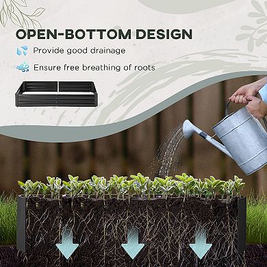Outsunny Steel Raised Garden Bed With Support Rod, Tomato Cages