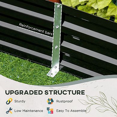 Outsunny Steel Raised Garden Bed With Support Rod, Tomato Cages