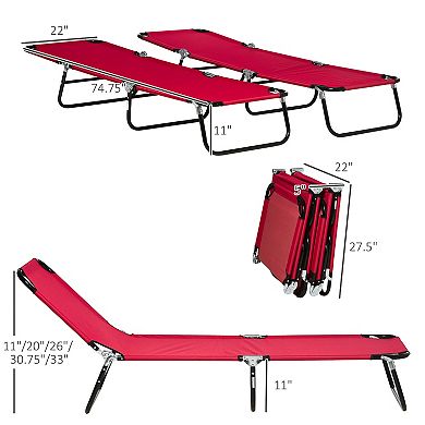 Outsunny Folding Chaise Lounge Set Of 2 With Adjustable Backrest