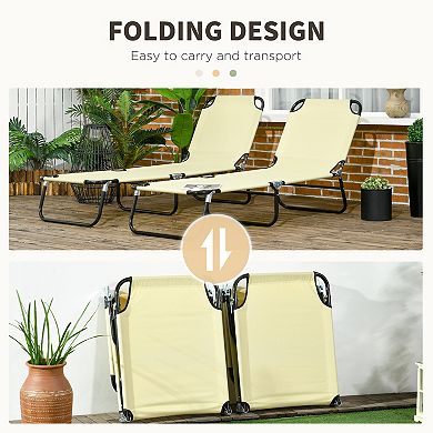 Outsunny Folding Chaise Lounge Set Of 2 With Adjustable Backrest