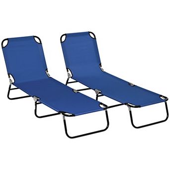 Outsunny Folding Chaise Lounge Set Of 2 With Adjustable Backrest