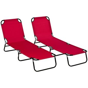Outsunny Folding Chaise Lounge Set Of 2 With Adjustable Backrest