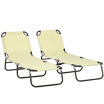 Outsunny Folding Chaise Lounge Set Of 2 With Adjustable Backrest