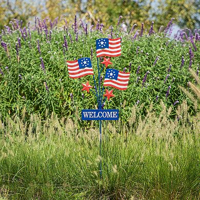 Glitzhome Patriotic/ Americana Metal Flags Yard Stake