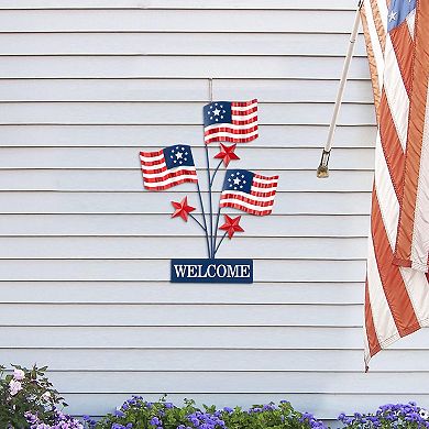 Glitzhome Patriotic/ Americana Metal Flags Yard Stake