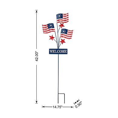 Glitzhome Patriotic/ Americana Metal Flags Yard Stake
