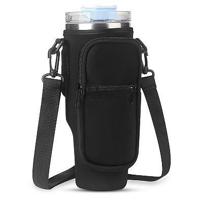 Neoprene Water Bottle Carrier Bag With Adjustable Strap And Phone Pocket