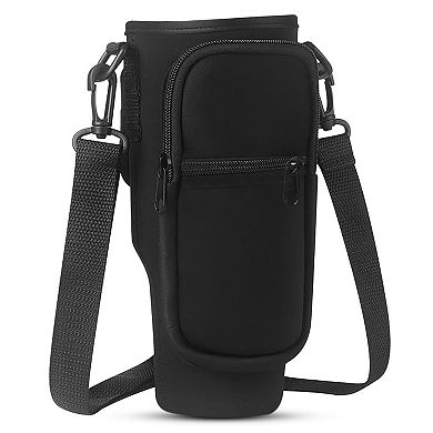 Neoprene Water Bottle Carrier Bag With Adjustable Strap And Phone Pocket