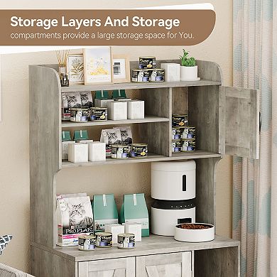 Litter Box Furniture,Hidden Cat Box Enclosure with Shelf Storage