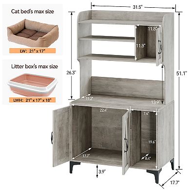Litter Box Furniture,Hidden Cat Box Enclosure with Shelf Storage