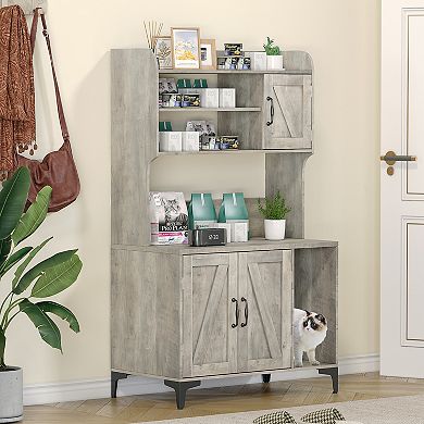 Litter Box Furniture,Hidden Cat Box Enclosure with Shelf Storage