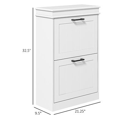 Homcom Modern Shoe Cabinet With 2 Flip Drawers For 10 Pairs Of Shoes