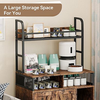 Cat Litter Box Enclosure with Shelf Storage, Hidden Litter Box Furniture