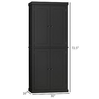 Homcom Modern Kitchen Pantry, 6-tier Cabinet Organizer W/ 4 Adjustable