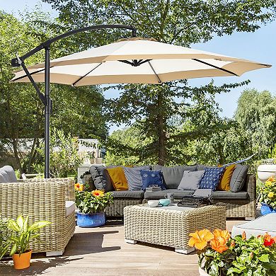 Outsunny 10' Cantilever Umbrella Offset Patio Umbrella W/ Cross Base