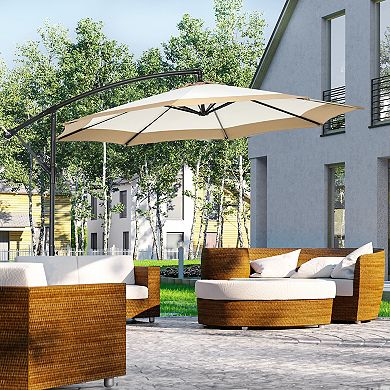Outsunny 10' Cantilever Umbrella Offset Patio Umbrella W/ Cross Base