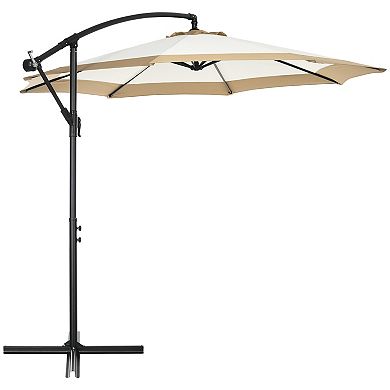 Outsunny 10' Cantilever Umbrella Offset Patio Umbrella W/ Cross Base