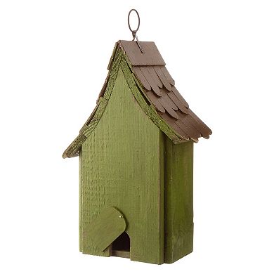 Glitzhome Green Hand Painted Garden Wood Birdhouse