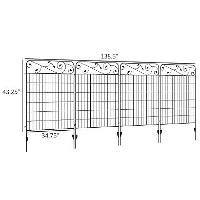 Outsunny Decorative Garden Fencing 11.5' Metal Border Edging, 4 Pack