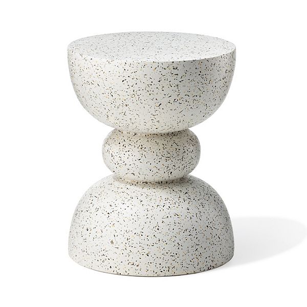 Glitzhome Outdoor Side Tables, Heavy Duty Patio Sturdy Faux Terrazzo