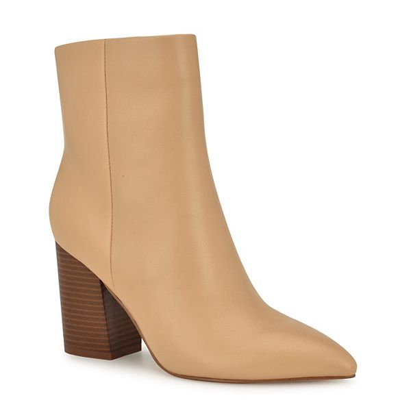 Nine West Plumm Women's Block Heel Dress Ankle Boots - Light Natural Leather (11)