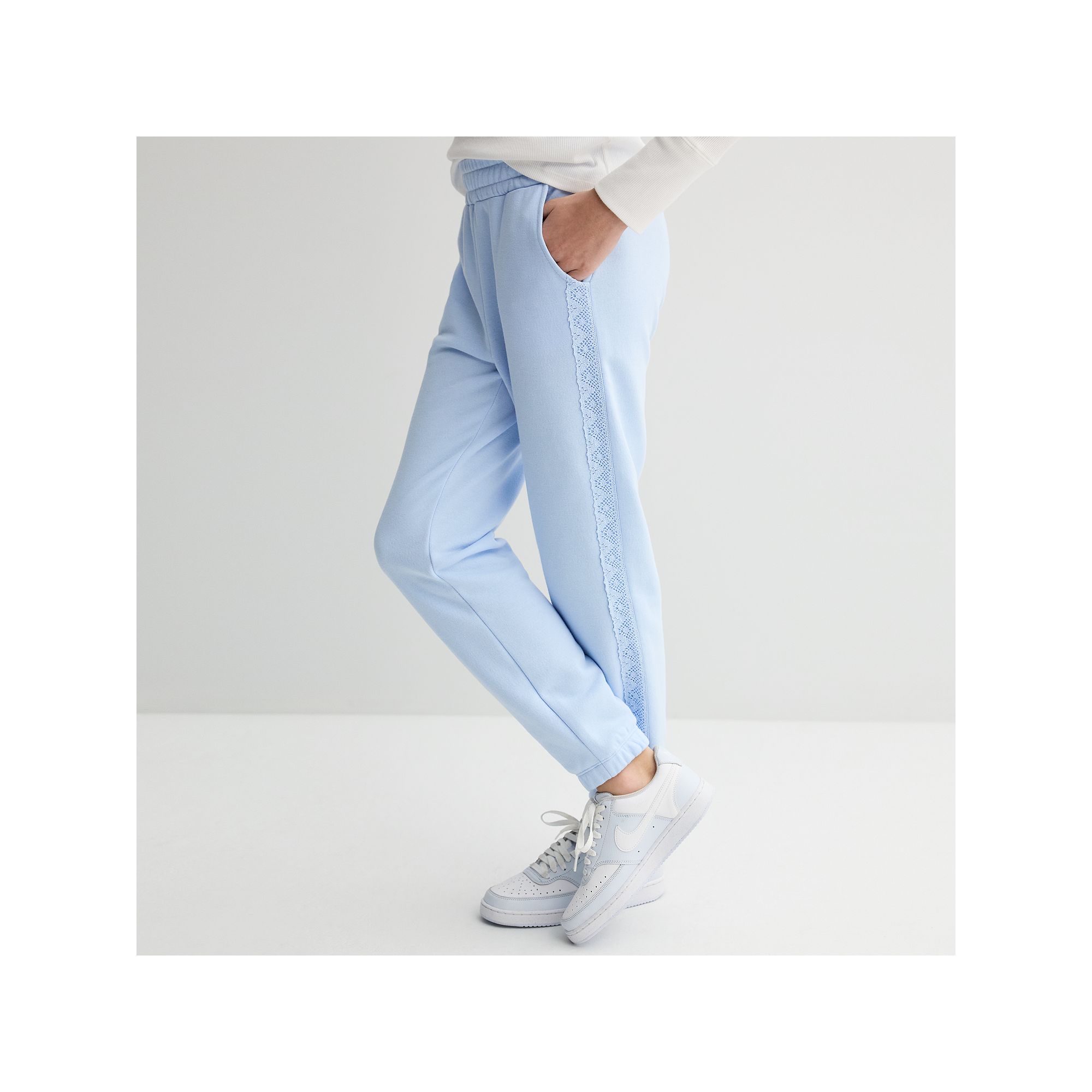 Girls 6-20 SO® Lace Trimmed Sweatpants, Girls, Size: Small(6/7), Clear Pe