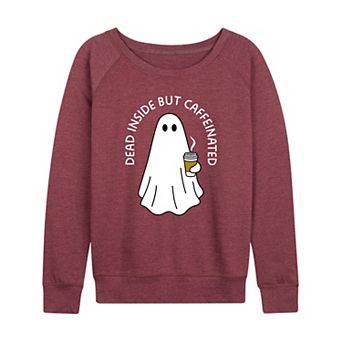 Women's Dead Inside But Caffeinated Ghost French Terry Long Sleeve Tee