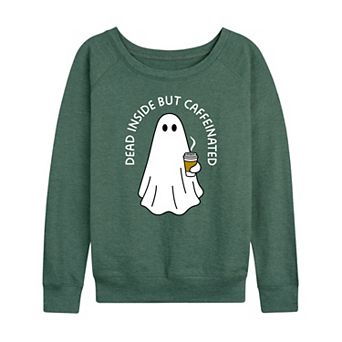 Women's Dead Inside But Caffeinated Ghost French Terry Long Sleeve Tee