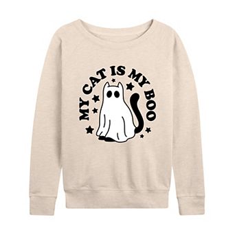 Women's My Cat Is My Boo Halloween French Terry Long Sleeve Tee
