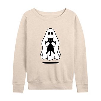 Women's Ghost Holding Black Cat French Terry Long Sleeve Tee