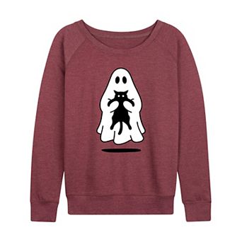 Women's Ghost Holding Black Cat French Terry Long Sleeve Tee