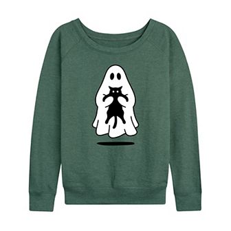 Women's Ghost Holding Black Cat French Terry Long Sleeve Tee