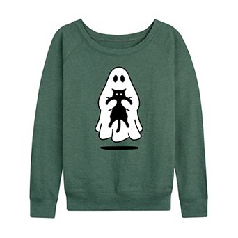 Women's Ghost Holding Black Cat French Terry Long Sleeve Tee