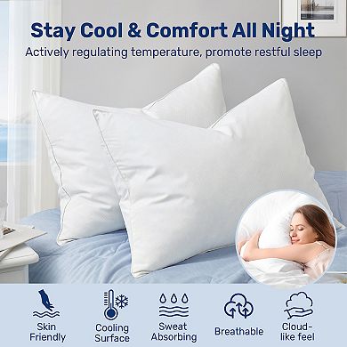 Unikome Chill Cooling Pillow - 2 Pack Hotel Luxury Goose Down Pillows For Sleeping