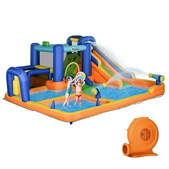 Outsunny 7 in 1 Kids Inflatable Bounce House With Blower For 3-8 Years Old