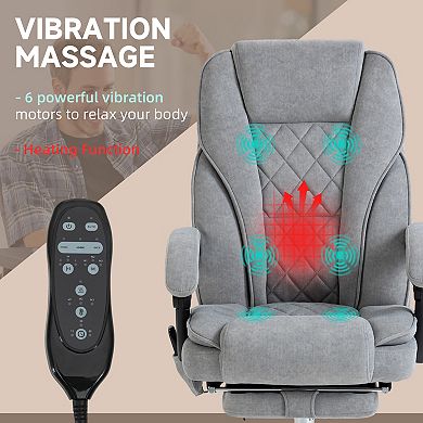 Vinsetto Massage Office Chair, Heated Reclining Desk Chair With Footrest
