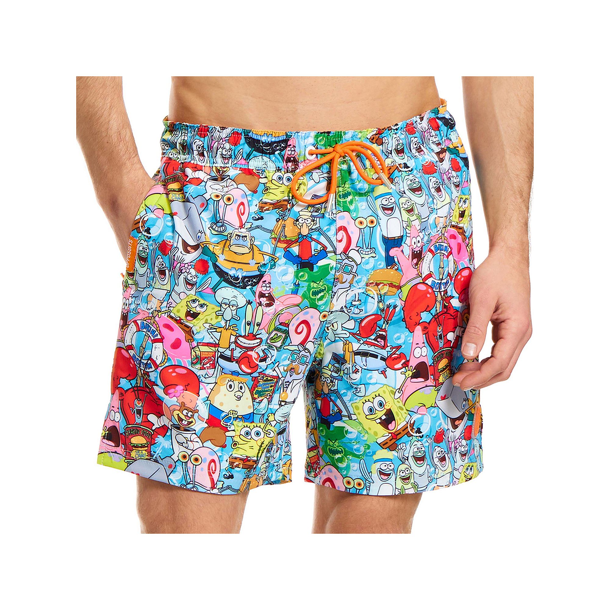 Mens OppoSuits SpongeBob Frenzy Swim Trunks, Size: XXL, Miscellaneous