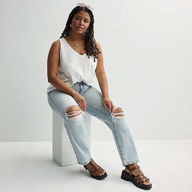 Juniors' Plus Size SO® High Rise 90's Straight Leg Jeans