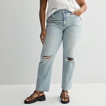 Juniors' Plus Size SO® High Rise 90's Straight Leg Jeans