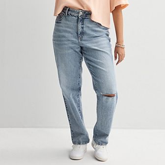 Juniors' Plus Size SO® High Rise 90's Straight Leg Jeans