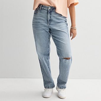 Juniors' Plus Size SO® High Rise 90's Straight Leg Jeans