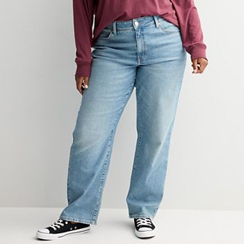 Juniors' Plus Size SO® High Rise 90's Straight Leg Jeans
